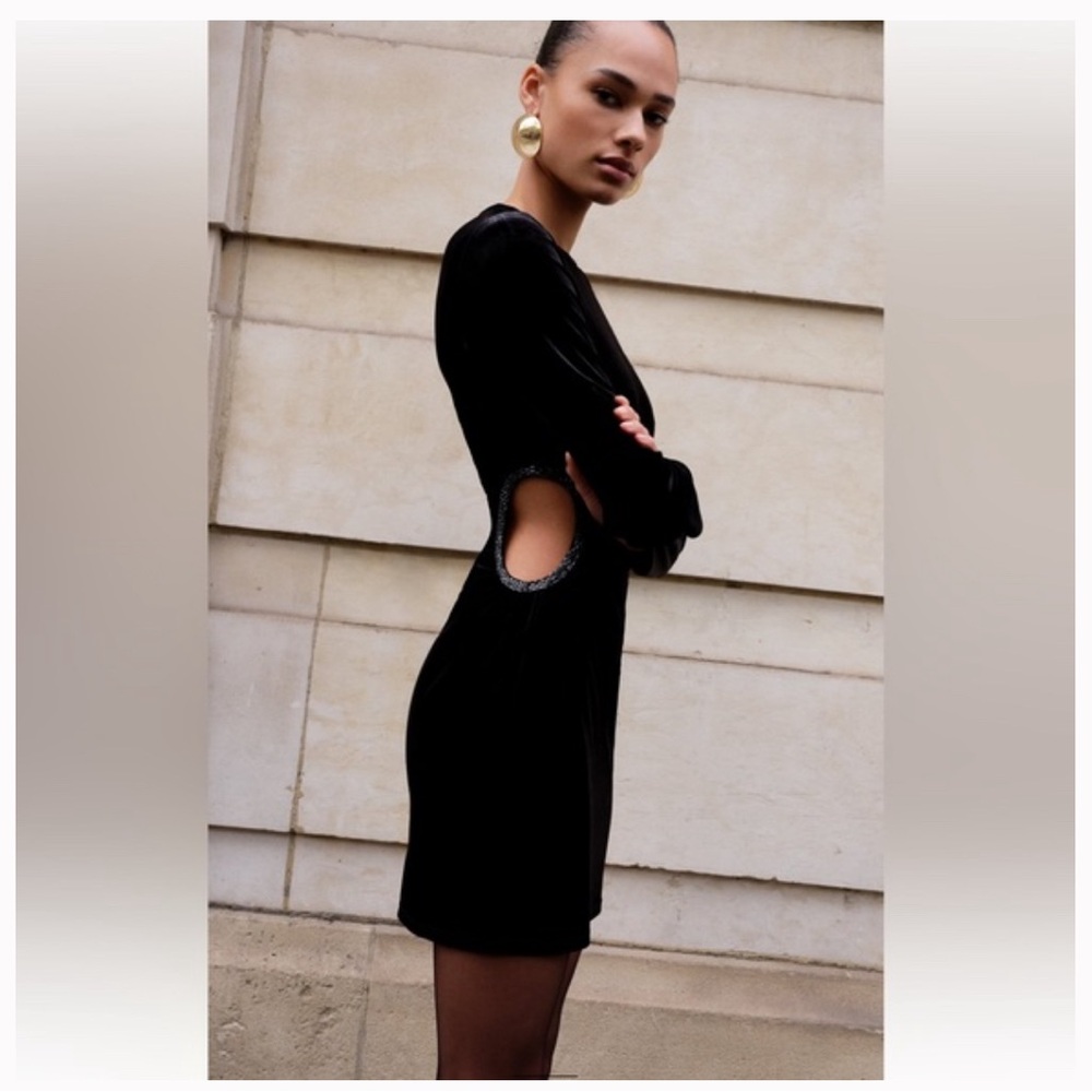 Zara Cutout Long Sleeve Mini Dress